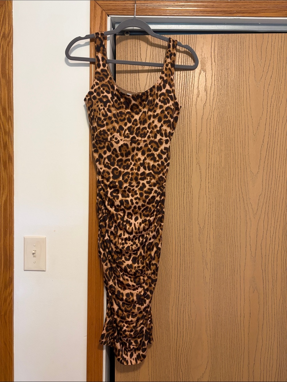 Leopard Print Tank Bodycon Dress - Brown